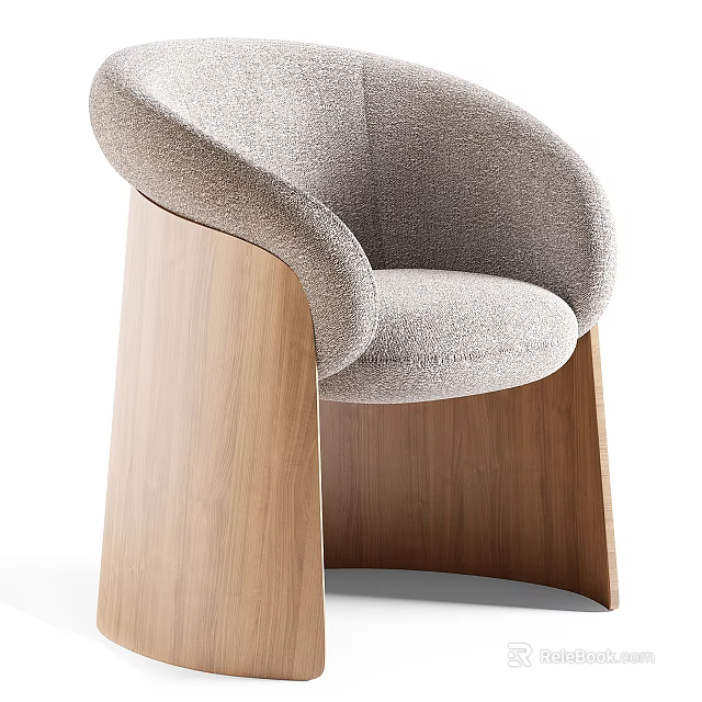 Light Gray Fabric Leisure Chair With Modern Wooden Legs And Comfortable Design 3d model 