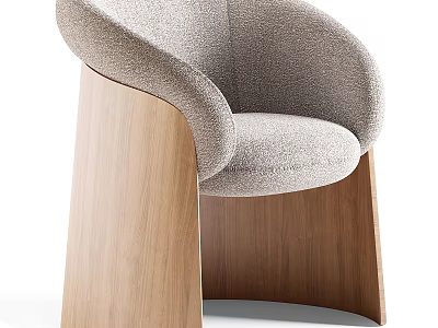 Light Gray Fabric Leisure Chair With Modern Wooden Legs And Comfortable Design 3d model