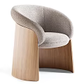 Light Gray Fabric Leisure Chair With Modern Wooden Legs And Comfortable Design