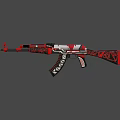 Modern Red And Black Patterned Rifle With Decorative Design Features 3d model