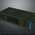 Green Military Style Transport Box With Labels And Blue Light Features