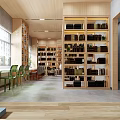 Book Art Interior With Multi Tiered Bookshelves Reading Area And Wall Art