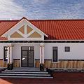 Elegant Detached Villa With Red Tiled Roof White Beige Walls Stone Accents And Porch Steps