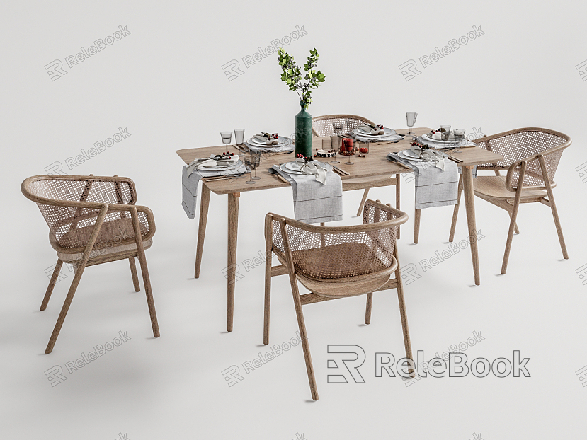 Modern Dining Table and Chair Combination Dining Table and Chair Tableware model