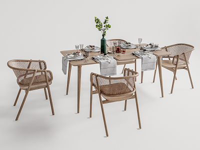 Modern Dining Table and Chair Combination Dining Table and Chair Tableware model