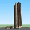 Modern High Rise Building Structure With Base Podium And Blue Sky Background 3d model