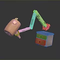 Game And Movie Character With Mechanical Arm Wooden Block Apple Leaf And Small Cabinet