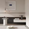 Modern Minimalist Bedside Table With Wooden Frame Table Lamp And Books In Bedroom