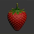 Fresh Red Strawberry With Green Leaves And Shiny Surface On Dark Background