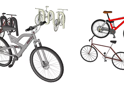 Various Bicycle Styles Including Mountain Bike Road Bike And Wall Mounted Designs 3d model