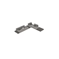 Modern Gray Fabric Sectional Sofa With Brown Velvet White Cushions And Wooden Coffee Tables