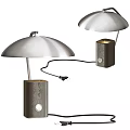Modern Silver Umbrella Shaped Table Lamp With Stylish Wooden Base Design