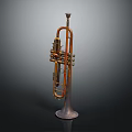 Vintage Brass Trumpet Musical Instrument With Classic Design And Vertical Stand
