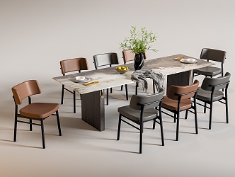 New Chinese Dining Table and Chair 3d model