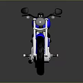 Blue Cruiser Motorcycle With Brown Seat Silver Exhaust Pipes And Silver Wheels