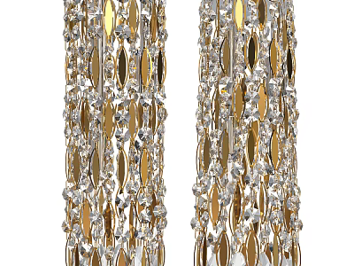 Luxury Crystal Chandelier with Golden Frame and Sparkling Crystal Chains for Elegant Interior Decoration 3d model