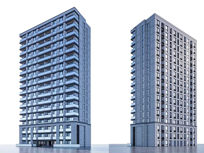 Modern High Rise Apartment Buildings Exterior Architecture Featuring Balconies And Windows 3d model