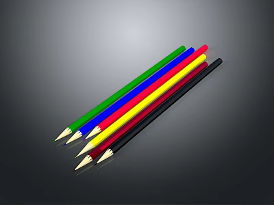 Vibrant Assorted Colored Pencils Set in Bright Hues for Artistic Drawing 3d model