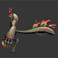 Colorful Fantasy Game Movie Character With Flaming Decor And Vibrant Blue Green Red Orange Hues