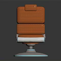 Modern Orange Single Chair With Textured Upholstery Round Swivel Base And Ergonomic Design