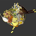 Appetizing Ramen Bowl With Chashu Soft Boiled Egg Bean Sprouts And Chopsticks