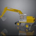 Yellow White 316 Excavator Construction Vehicle With Cab Bucket And Yellow Wheels