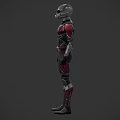 Game and Movie Character in Red Black Silver Armor Costume with Helmet 3D Design
