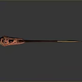 Ornate Decorative Sword With Golden Hilt Red Accents And Metallic Sharp Blade