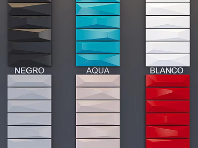 Vibrant Color Swatches With Negro Aqua Blanco And Red For Home Design Projects 3d model