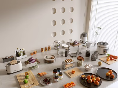 Modern Ornaments Combination Kitchen Supplies Kitchenware Tableware Kitchen Appliances Art Ornaments Dining Table Ornaments Tea Set 3d model