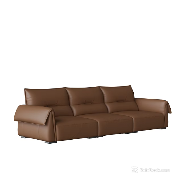 Brown Leather Modern Multi seat Sofa with Clean Lines and Comfortable Design 3d model