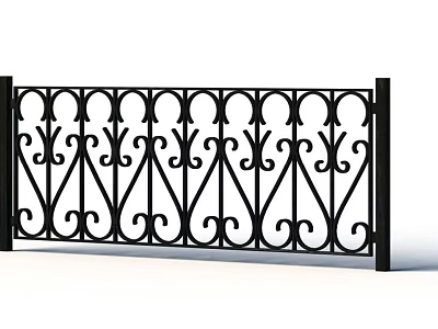 Wrought Iron Fence with Intricate Scrollwork Patterns for Garden Yard Outdoor Decoration 3d model
