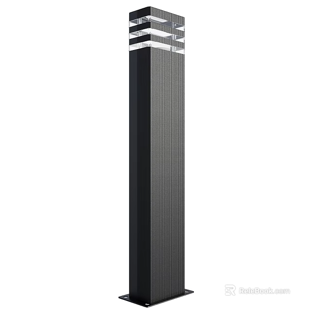 Sleek Modern Black Floor Lamp With Vertical Stripes And Linear Design 3d model 