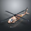 Camo Brown Military Helicopter With Rotor Blades And Modern Fuselage Design