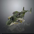 Camouflage Military Weapon 3D Model With Rotors Wheels And Cannon Structure