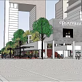 Vibrant Commercial Street Featuring Glass Canopy Lush Greenery Escalators Red Seating And Busy Shoppers