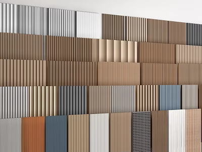 Modern Wall Panels With Various Colors Striped Design And Wooden Texture For Home Interior 3d model
