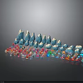 Various Colored Small Animal Figurines Arranged Neatly in Decorative