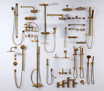 Modern shower faucet hardware combination 3d model