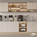 Modern Kitchen Interior Design Featuring Daily Electrical Appliances Cabinets And Countertop Setup 3d model