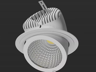 White Recessed LED Downlight Spotlight with Mesh Lens and Heat Dissipation for Indoor Lighting 3d model