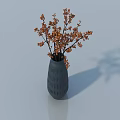 Hinged Door With Gray Vase Holding Orange Flower Branches Light Blue Background 3d model