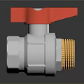Industrial Ball Valve With Red Handle Silver Body And Golden Connector