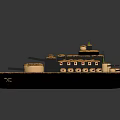 Decorative Model Ship With Cannons Green Accents Black Base And Wooden Details