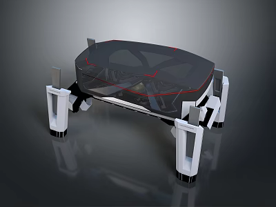 Futuristic Mobile Platform With Black Body Transparent Top And Mechanical Legs 3d model