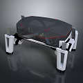 Futuristic Mobile Platform With Black Body Transparent Top And Mechanical Legs