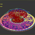 Decorative Circular Plate With Purple Pink Intricate Patterns And Golden Border Center