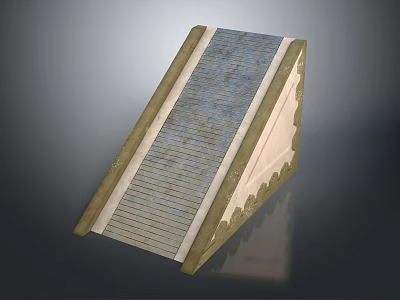 Stylish Modern Staircase With Blue Textured Treads Angled Sides And Gold Borders 3d model