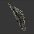 Silver Curved Spine Organ With Hair like Structures And Ring Shaped Segments