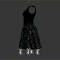 Fashionable Black Sleeveless A Line Dress Featuring Colorful Spiral Patterns Skirt Design